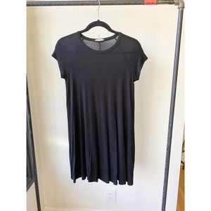 SOPRANO Women's Black T-Shirt Jersey Swing Mini Dress with Pockets size XS